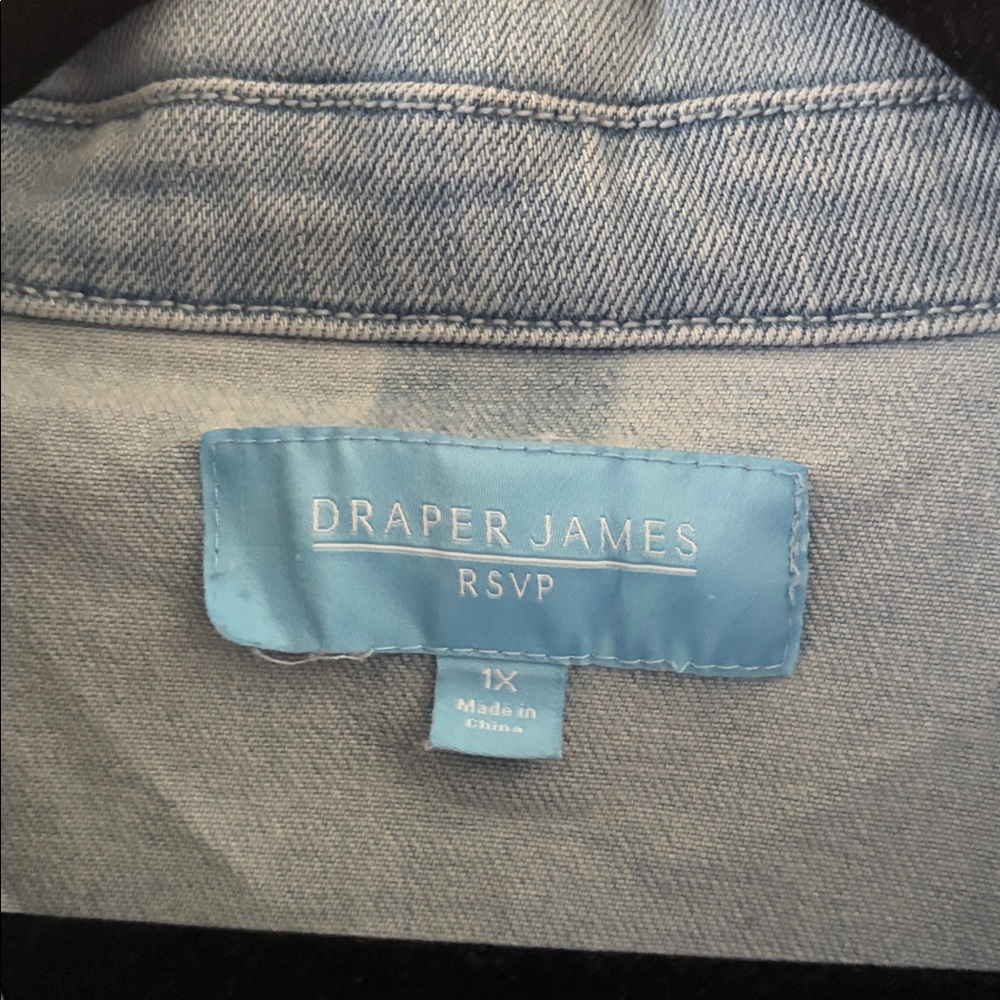 Draper James RSVP Ruffle Yoke Denim Jacket SZ 1X - Picture 5 of 8